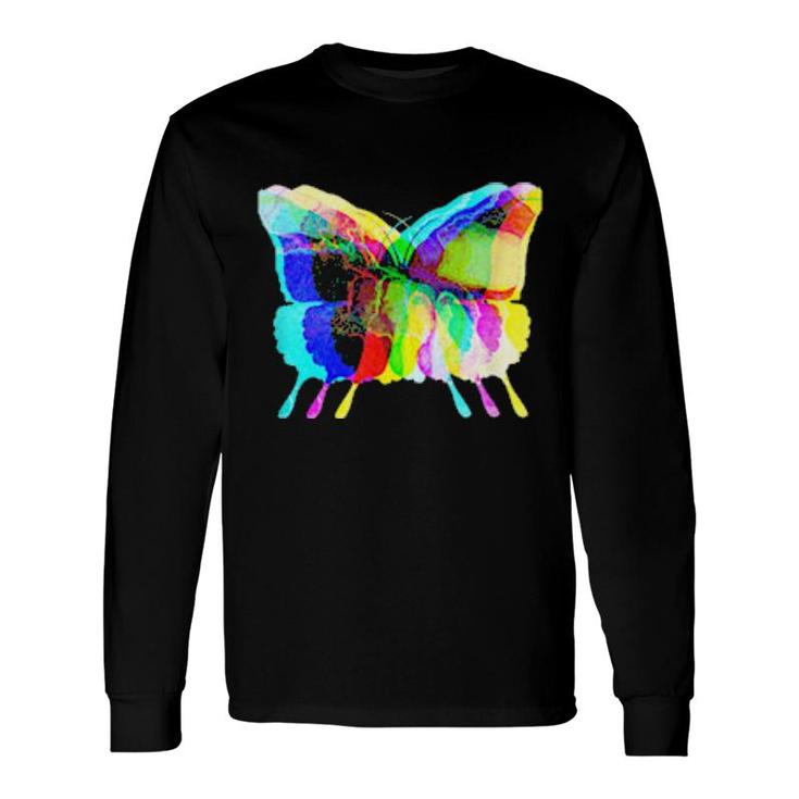 Trippy Psychedelic Rainbow Butterfly Vibe Long Sleeve T-Shirt