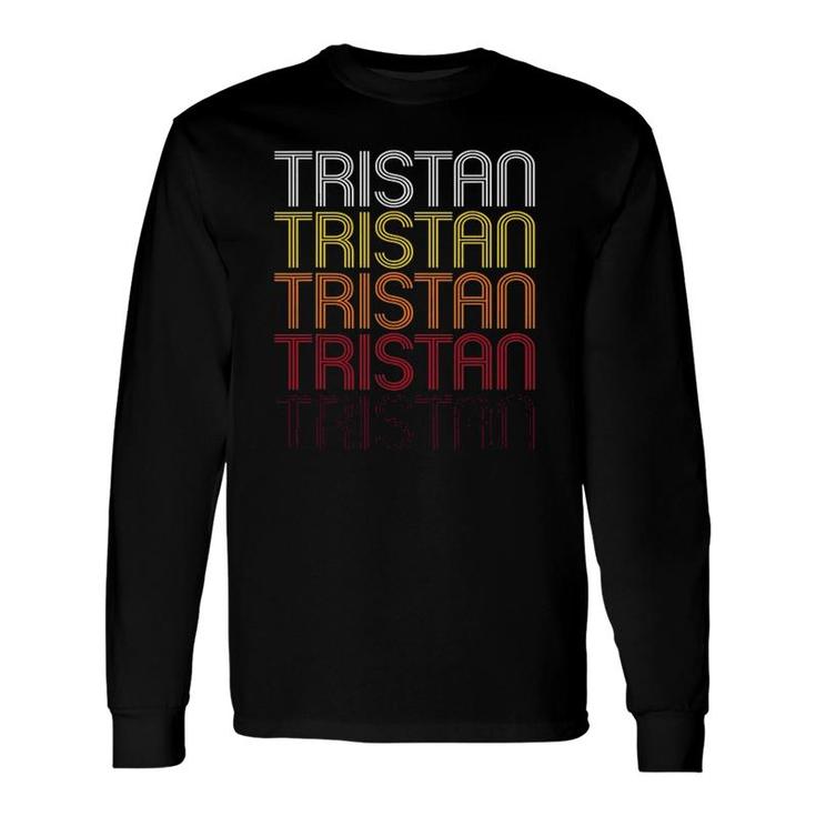 Tristan Retro Wordmark Pattern Vintage Style Long Sleeve T-Shirt