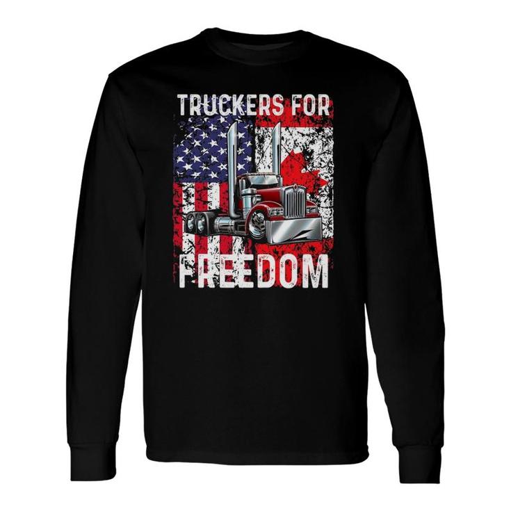 Trucker For Freedom Convoy 2022, American Canadian Flag Long Sleeve T-Shirt