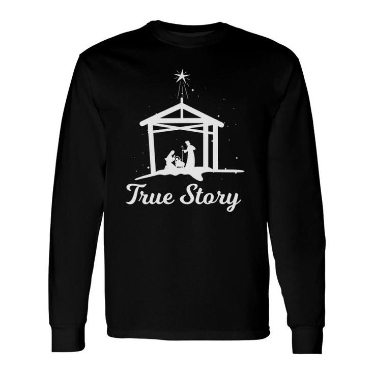 True Story Christmas Advent Nativity Scene North Star V-Neck Long Sleeve T-Shirt T-Shirt