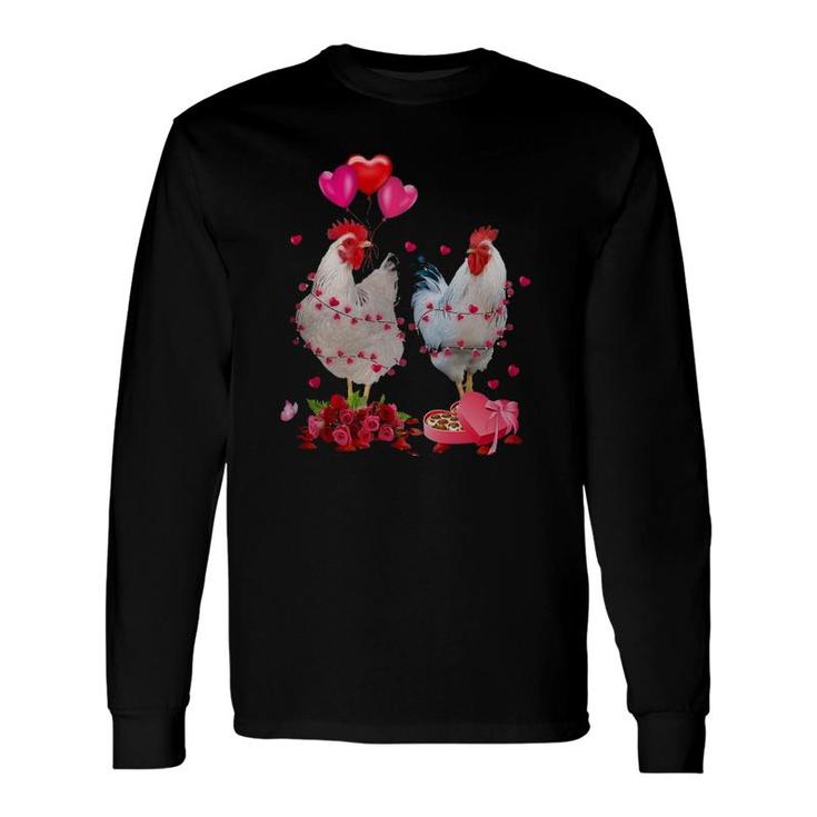 Two Chicken Valentines Day Heart Chicken Couple Long Sleeve T-Shirt T-Shirt