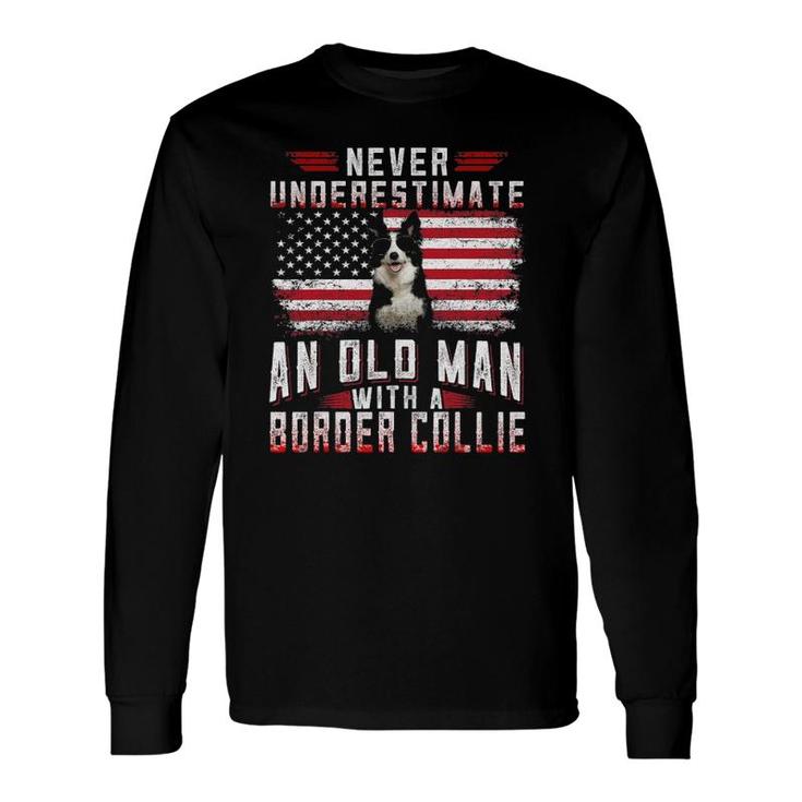 Never Underestimate An Old Man With A Border Collie Vintage Long Sleeve T-Shirt T-Shirt