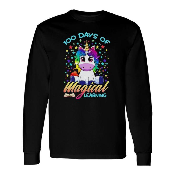 Unicorn 100 Days Magical Learning Happy 100Th Day Of School Long Sleeve T-Shirt T-Shirt