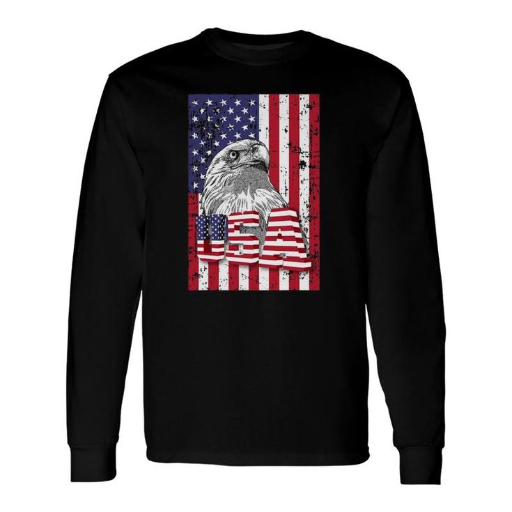 Us American Flag Bald Patriotic Eagle 4Th July American Flag Long Sleeve T-Shirt