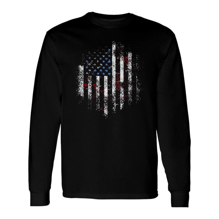 Usa 4Th Of July Blue Red & White American Flag Long Sleeve T-Shirt T-Shirt