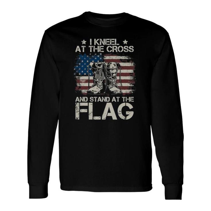 Usa Combat Boots I Kneel At The Cross And Stand At The Flag Long Sleeve T-Shirt T-Shirt