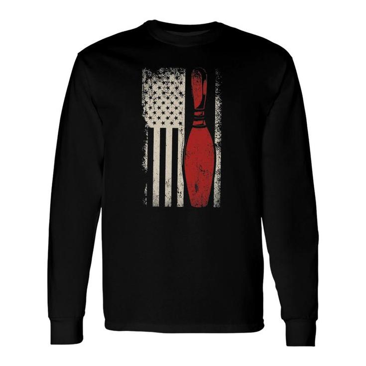 Usa Flag Patriotic American Bowler Bowling Pins Bowling Long Sleeve T-Shirt T-Shirt