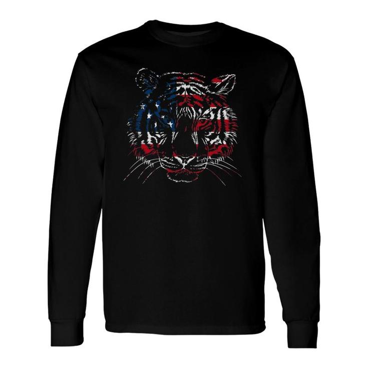 Usa Flag Tiger Patriotic Independence Day 4Th Of July Long Sleeve T-Shirt T-Shirt