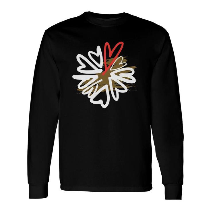 Valentine's Day Flower Hearts Red White Long Sleeve T-Shirt T-Shirt