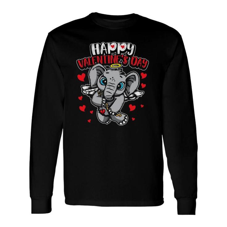 Valentine's Elephant Sweet Cupid Animals Long Sleeve T-Shirt T-Shirt