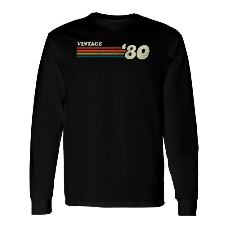 Vintage 1980 Chest Stripe 41St Birthday Long Sleeve T-Shirt T-Shirt
