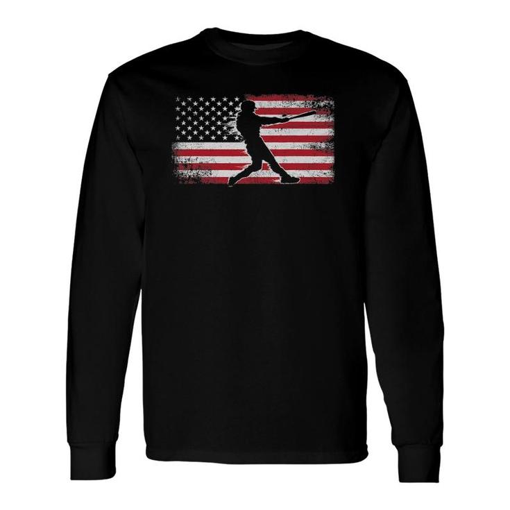 Vintage American Flag Baseball Cool Baseball 4Th Of July Long Sleeve T-Shirt T-Shirt