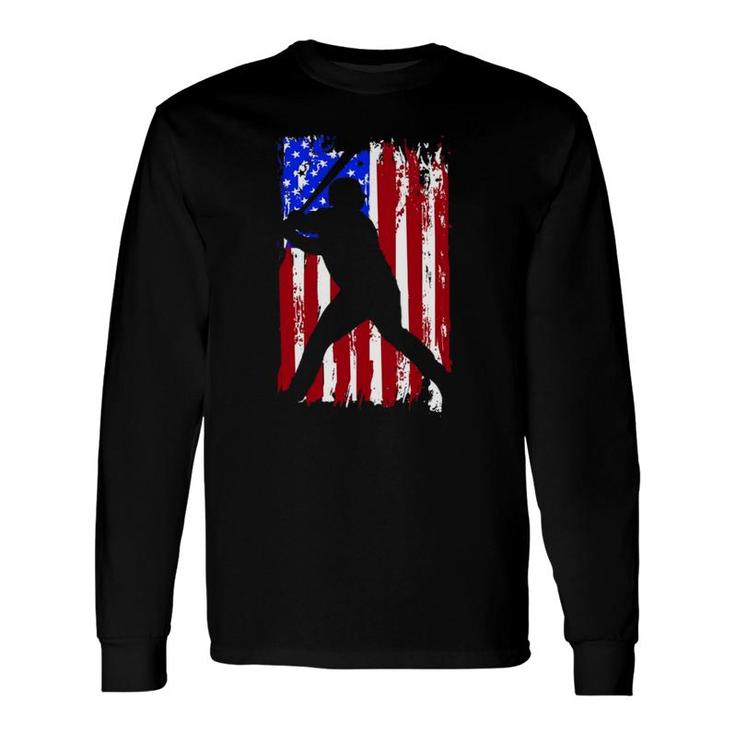 Vintage American Flag Baseball Long Sleeve T-Shirt T-Shirt