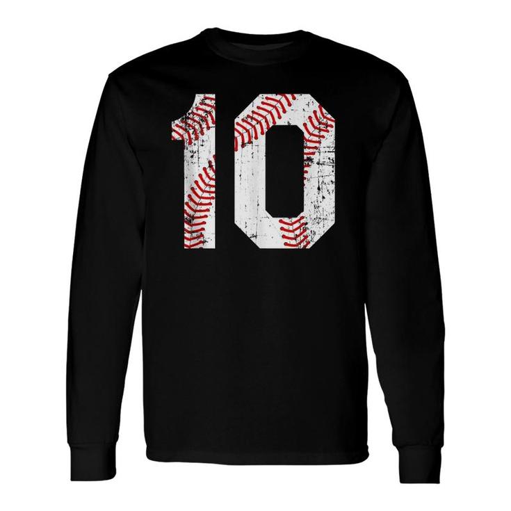 Vintage Baseball 10 Jersey Number Long Sleeve T-Shirt