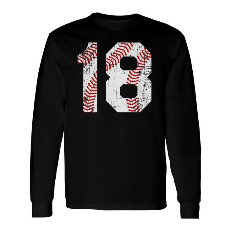 Vintage Baseball 18 Jersey Number Long Sleeve T-Shirt