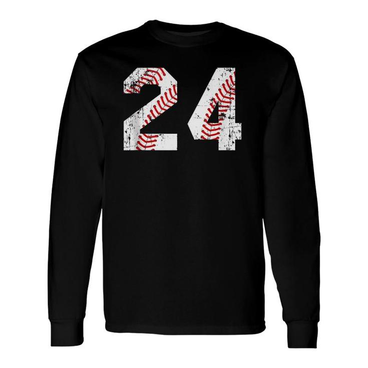 Vintage Baseball 24 Jersey Number Long Sleeve T-Shirt