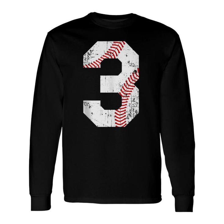 Vintage Baseball 3 Jersey Number Long Sleeve T-Shirt