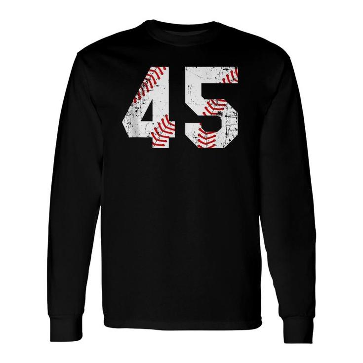 Vintage Baseball 45 Jersey Number Long Sleeve T-Shirt