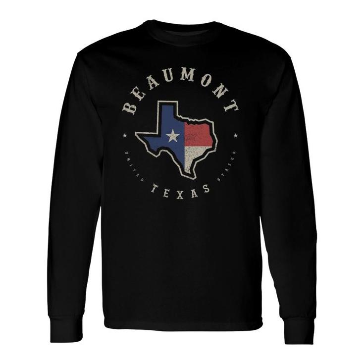 Vintage Beaumont Texas State Flag Map Souvenir Long Sleeve T-Shirt T-Shirt