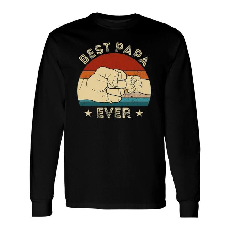 Vintage Best Papa Ever Fist Bump Grandpa Father's Day Long Sleeve T-Shirt T-Shirt