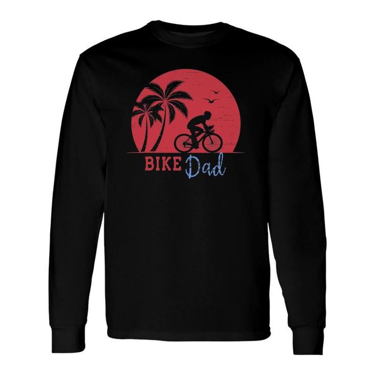 Vintage Bike Dad With Red Retro Sunset Long Sleeve T-Shirt T-Shirt