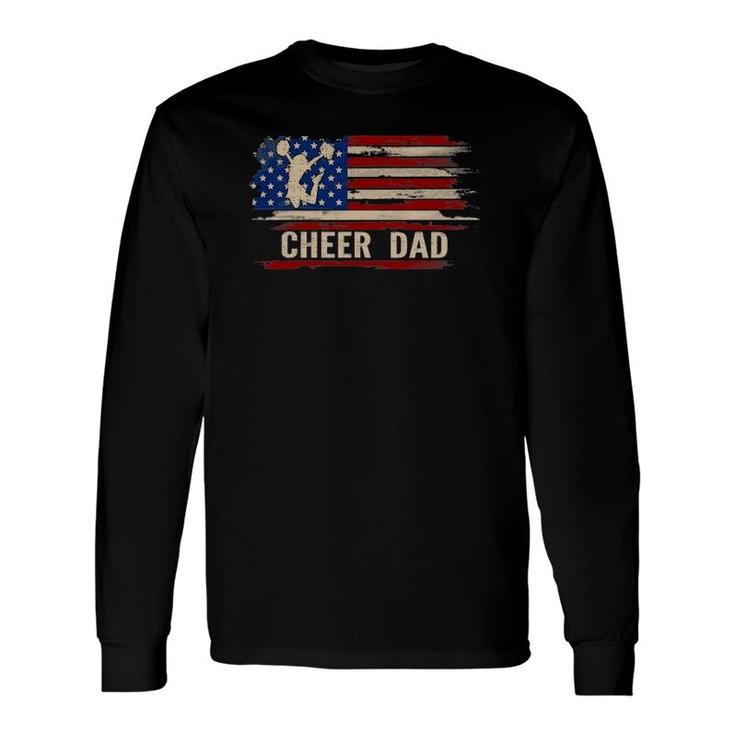Vintage Cheer Dad American Usa Flag Cheerleading Dance Long Sleeve T-Shirt T-Shirt