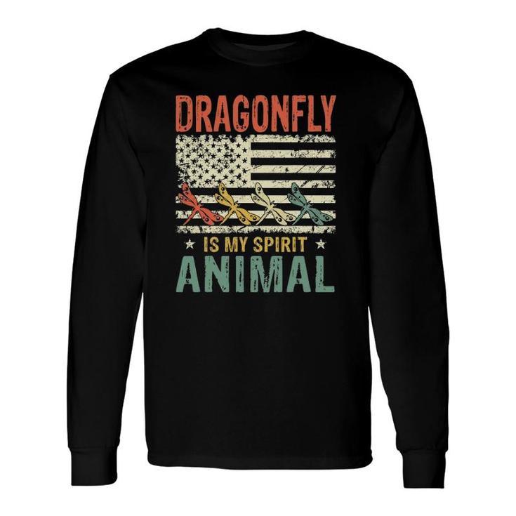 Vintage Dragonfly Is My Spirit Animal American Flag Long Sleeve T-Shirt T-Shirt