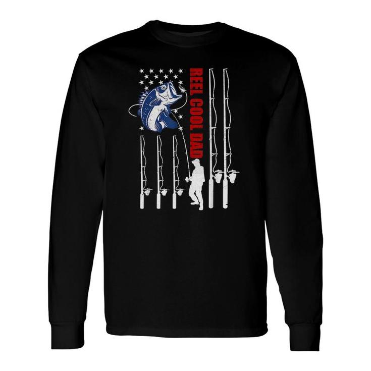 Vintage Fishing Dad Usa Flag Reel Cool Dad Father's Day Long Sleeve T-Shirt T-Shirt