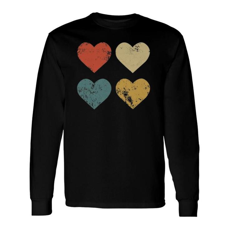 Vintage Hearts Cool Retro Valentines Day Long Sleeve T-Shirt T-Shirt