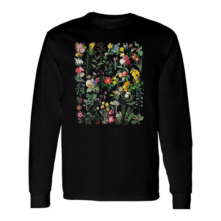 Vintage Inspired Flower Botanical Chart Long Sleeve T-Shirt T-Shirt