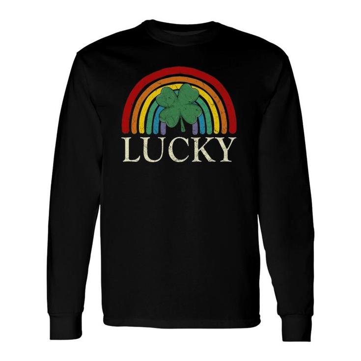 Vintage Lucky Shamrock Rainbow St Patrick's Day Long Sleeve T-Shirt T-Shirt