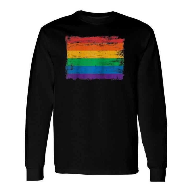 Vintage Painted Rainbow Gay Pride Flag Raglan Baseball Tee Long Sleeve T-Shirt T-Shirt