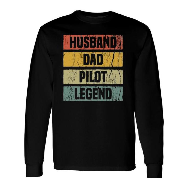 Vintage Pilot Dad Husband Aviation Airplane S For Long Sleeve T-Shirt T-Shirt