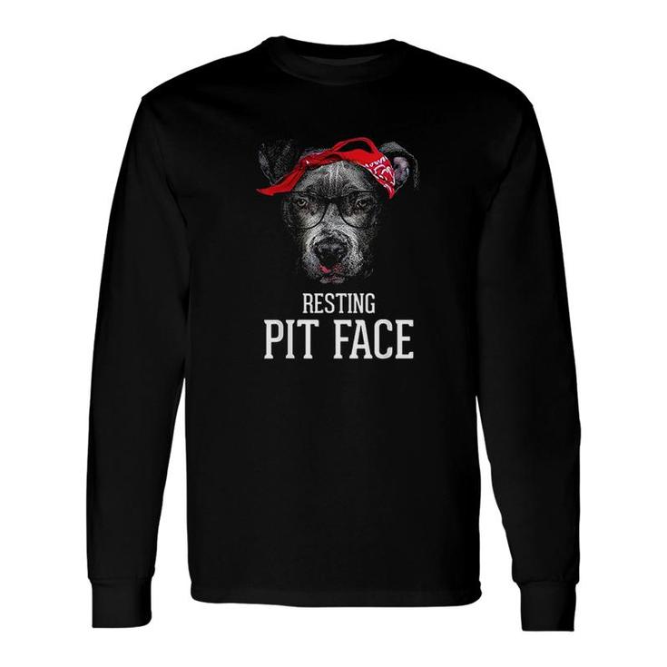 Vintage Pitbull Resting Pit Face Pitbull Lovers Dog Long Sleeve T-Shirt
