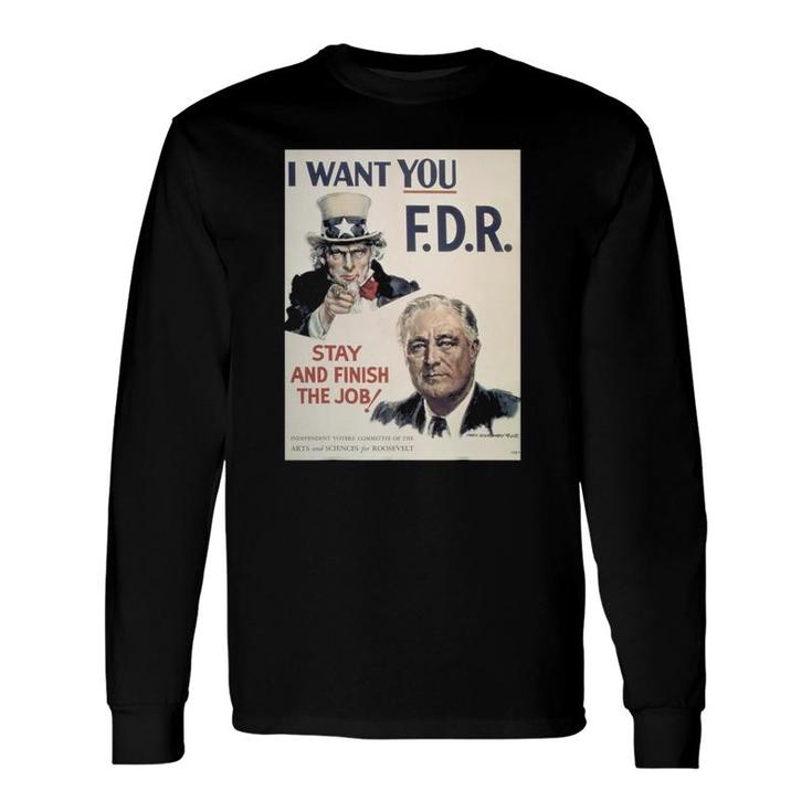Vintage Poster I Want You Fdr Retro Long Sleeve T-Shirt T-Shirt
