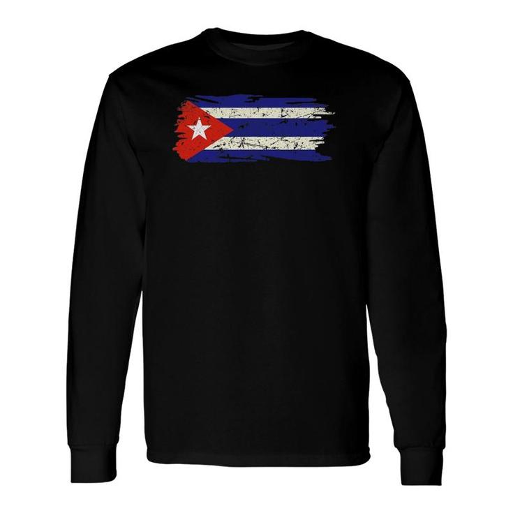 Vintage Proud Patriotic American Cuban Flag And Pride Cuba Long Sleeve T-Shirt T-Shirt