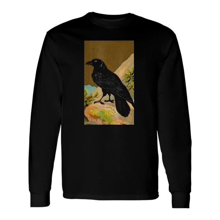 Vintage Raven , Birdwatching Black Bird Long Sleeve T-Shirt T-Shirt