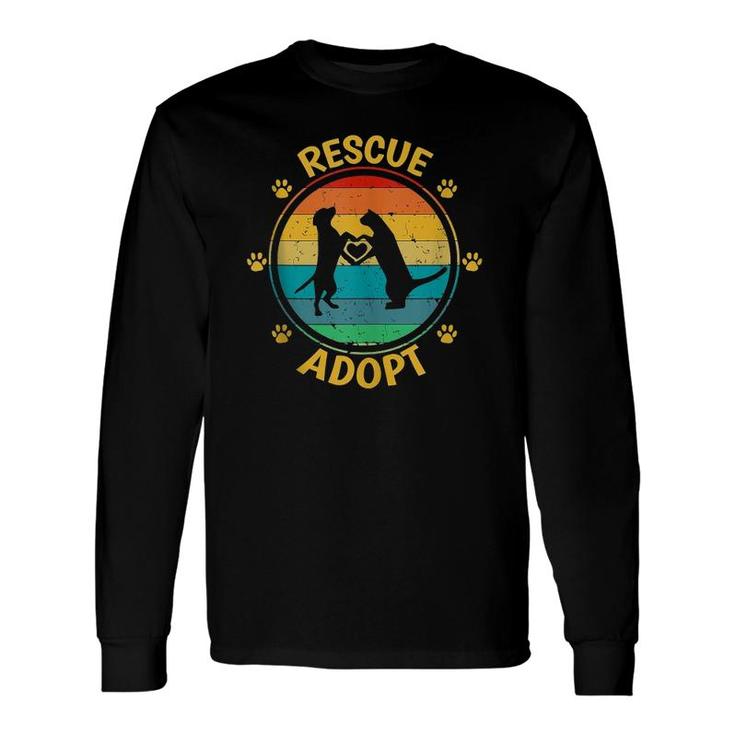 Vintage Rescue Adopt Animal Pets Dog Cat Paw Heart Adoption Long Sleeve T-Shirt T-Shirt