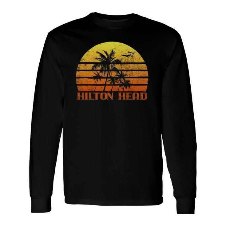 Vintage Retro Beach Vacation Hilton Head Island Sunset Long Sleeve T-Shirt T-Shirt