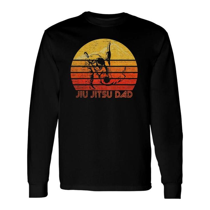 Vintage Retro Proud Brazilian Jiu Jitsu Dad Silhouette Long Sleeve T-Shirt T-Shirt