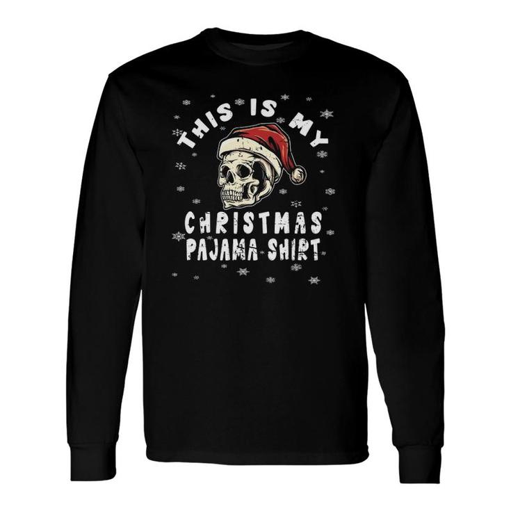 Vintage Skull Santa Hat Skeleton Christmas Pajama Long Sleeve T-Shirt T-Shirt