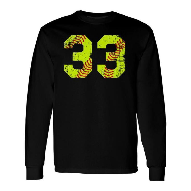 Vintage Softball 33 Jersey Number Long Sleeve T-Shirt T-Shirt