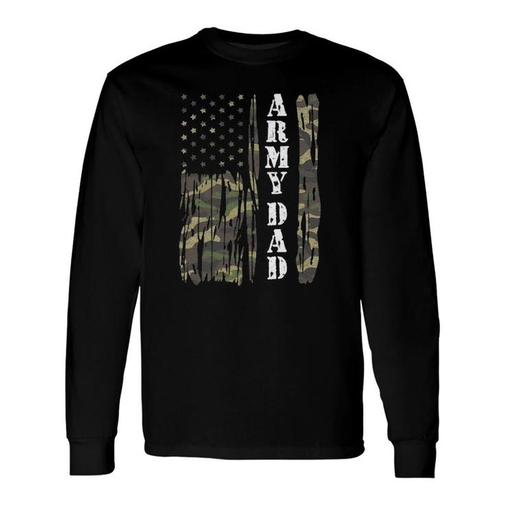 Vintage Us Flag Army Dad Veteran Father Father's Day Long Sleeve T-Shirt T-Shirt