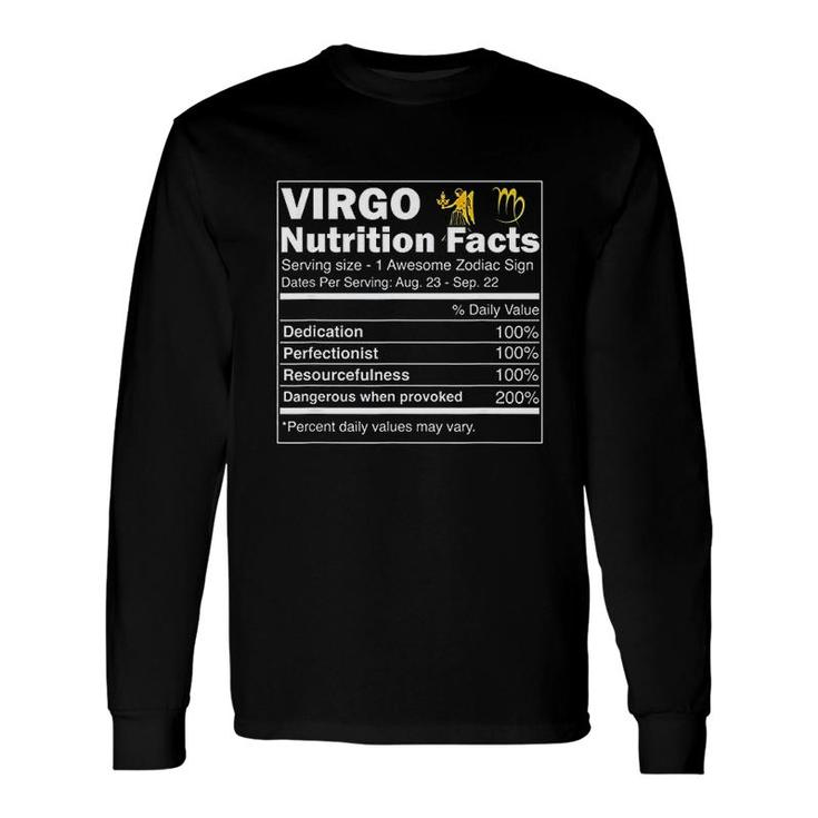 Virgo Nutrition Facts Zodiac Sign Horoscope Long Sleeve T-Shirt T-Shirt