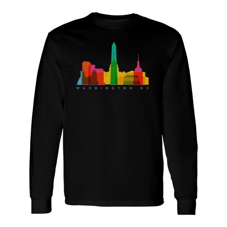 Washington DC Skyline Colorful Vintage Washington DC Long Sleeve T-Shirt T-Shirt