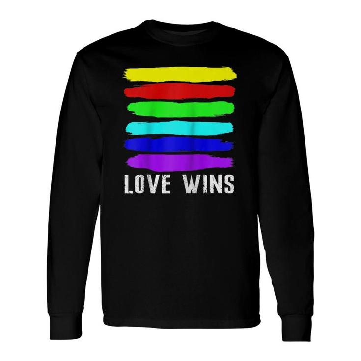 Watercolor Love Wins Rainbow Paint Flag Raglan Baseball Tee Long Sleeve T-Shirt T-Shirt