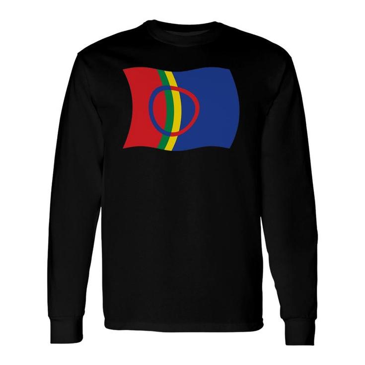 Wavy Flag Of The Sami People Lapland Sapmi Norway Long Sleeve T-Shirt