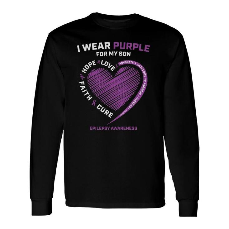 I Wear Purple For My Son Epilepsy Awareness Mom Dad Long Sleeve T-Shirt T-Shirt