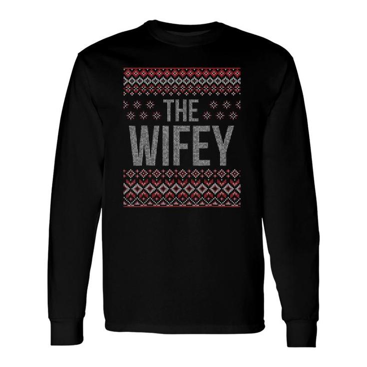 Wifey Hubby Matching Ugly Christmas Pajamas Long Sleeve T Shirt