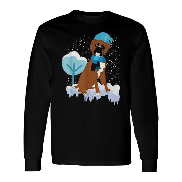 Winter Dog Snowing Snowflakes Dog Owner Cute Pet Boxer Long Sleeve T-Shirt T-Shirt